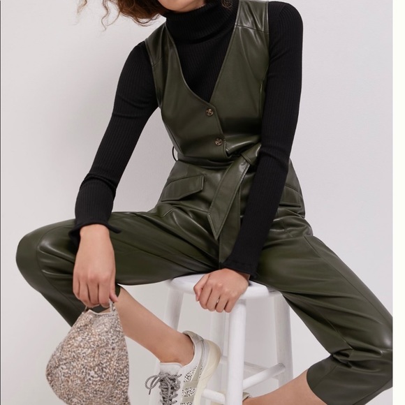 Anthropologie Pants - Faux leather jumpsuit